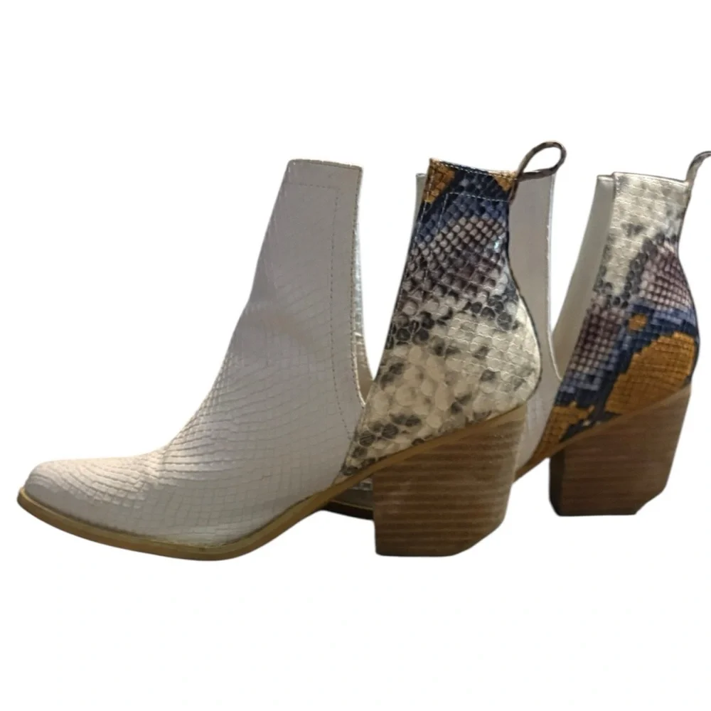 Snakeskin Western Ankle Boots Cowgirl Festival Pointed Toe Booties Size 8 - Picture 8 of 9